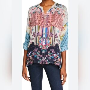Johnny Was Elim Peasant Button Down Blouse‎ Women Size XS